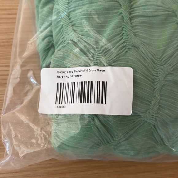 NWT Princess Polly Calvert Long Sleeve Mini Dress Green 4 6 - Picture 12 of 14